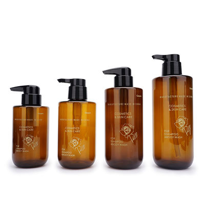 Runden-Amber Shampoo Conditioner Plastic Shampoo-Flaschen 300ml 400ml 500ml 600ml