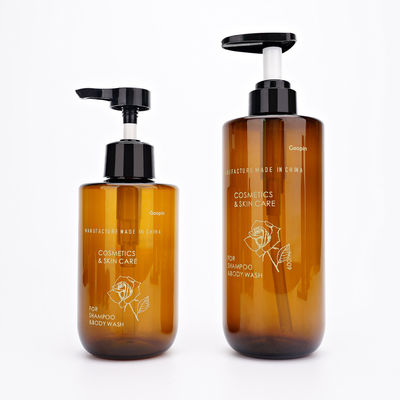 Runde Amber Plastic Shampoo Bottles 500ml 600ml mit Pumpe