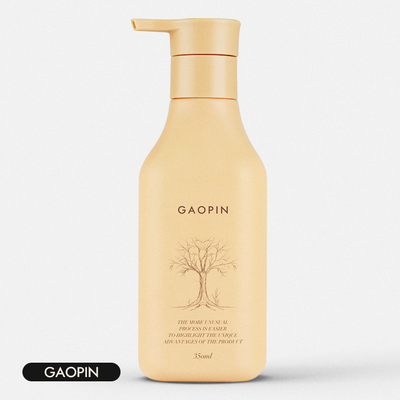 füllt Plastikshampoo 350ml die Lotions-Kosmetik ab, die mit Goldpumpe verpackt