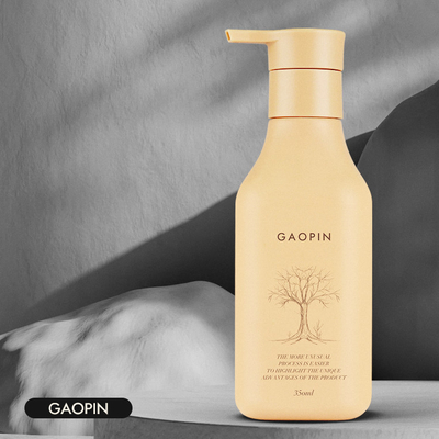 füllt Plastikshampoo 350ml die Lotions-Kosmetik ab, die mit Goldpumpe verpackt